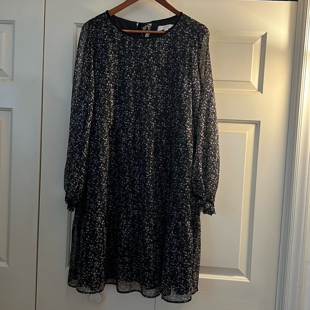 LOFT Navy Floral Mini Dress